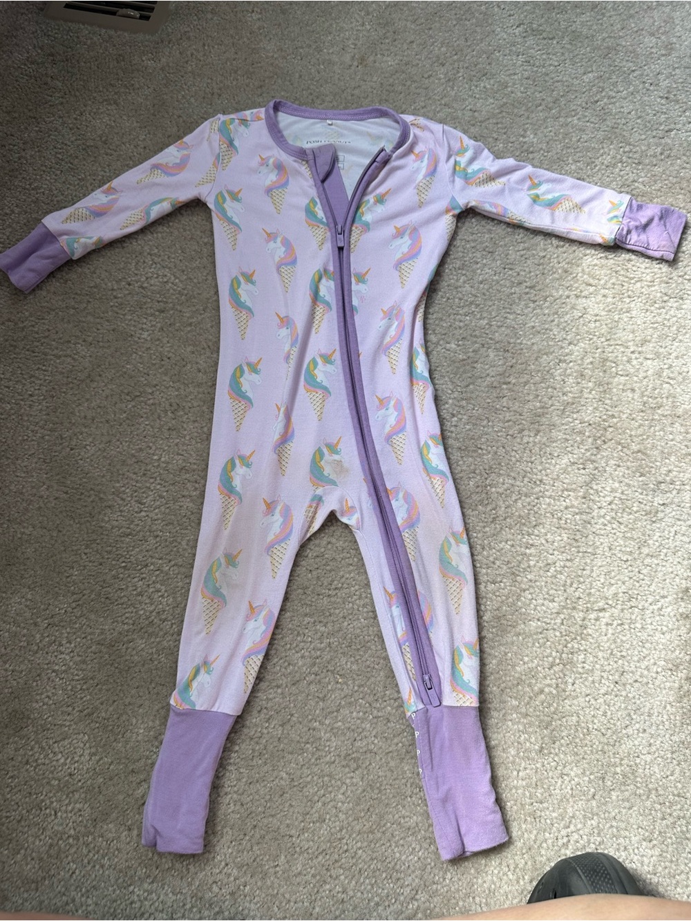 Posh peanut convertible sleeper onesie unicorn size 9-12 months